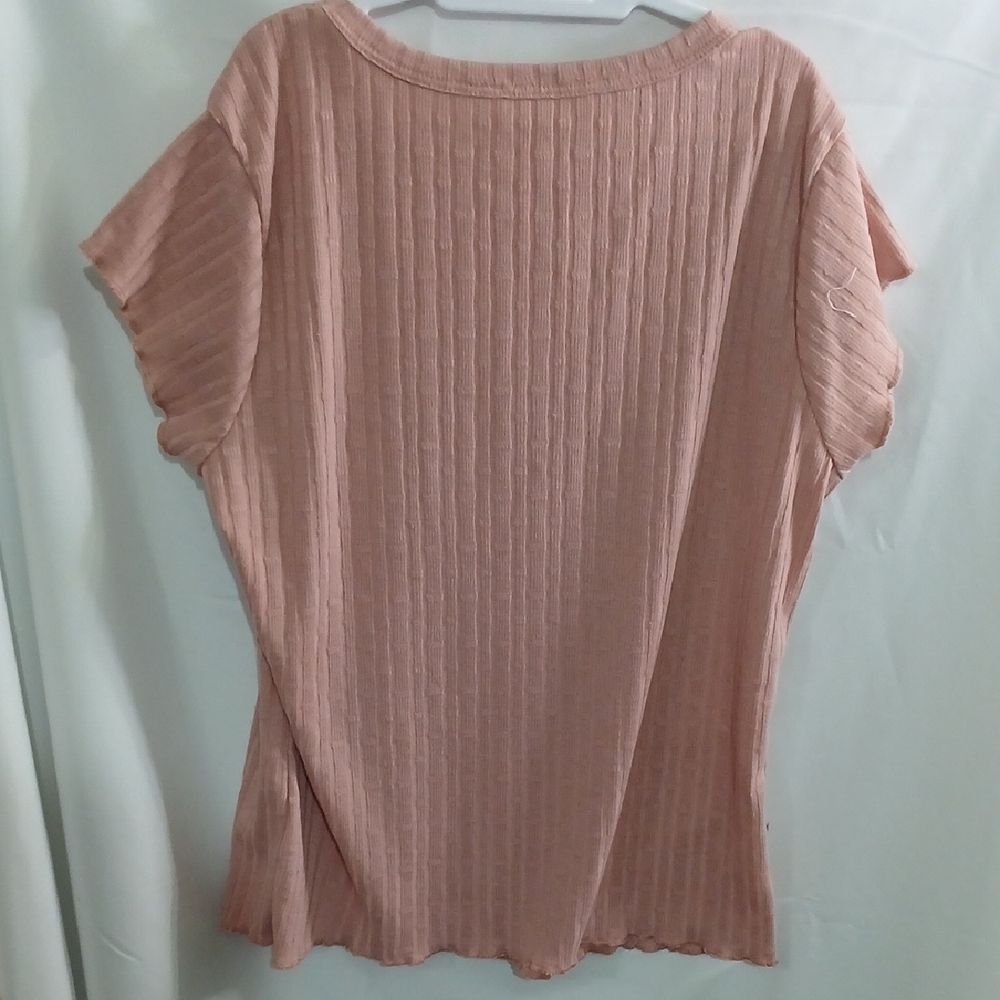 Hiatus Blush Pink Ribbed Short Sleeve Top - Picture 4 of 5